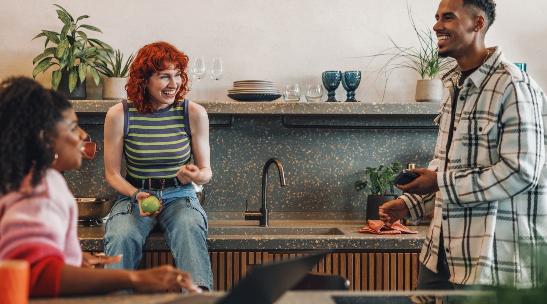 a group of people sitting and talking