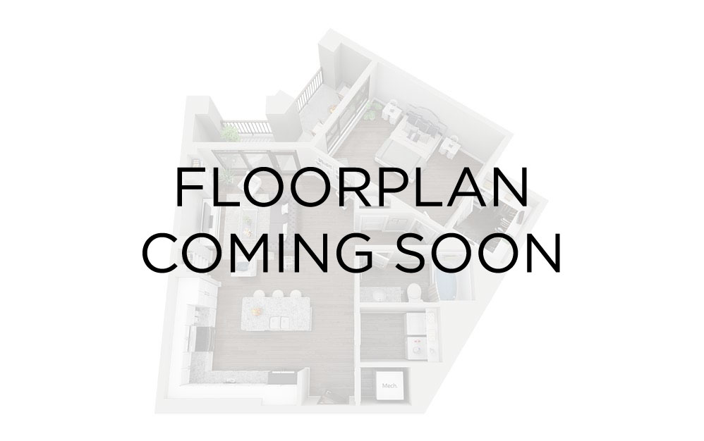 1 x 1 - 1 bedroom floorplan layout with 1 bathroom and 859 square feet